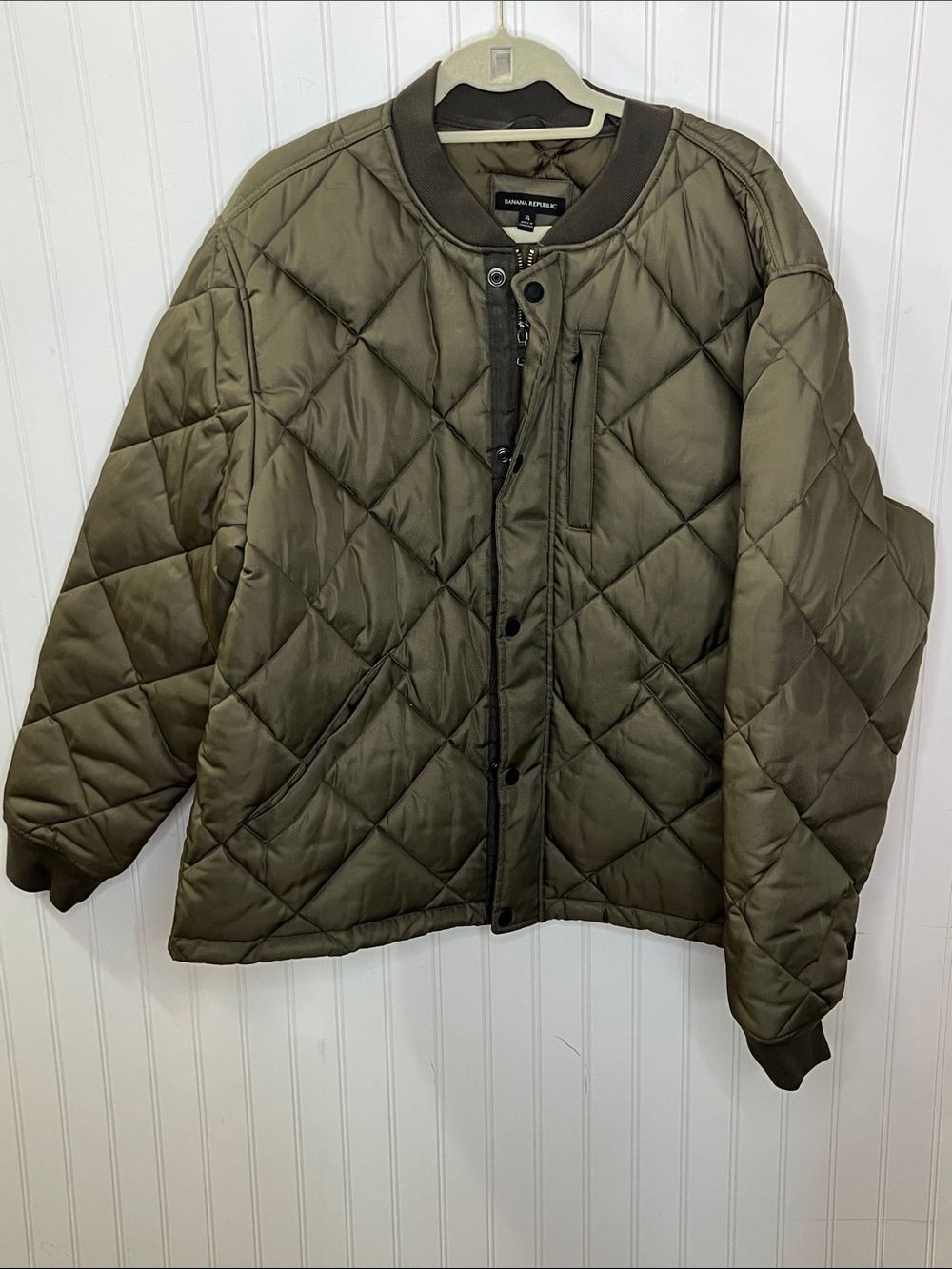 Banana Republic Olive Quilted Bomber Jacket Size XL